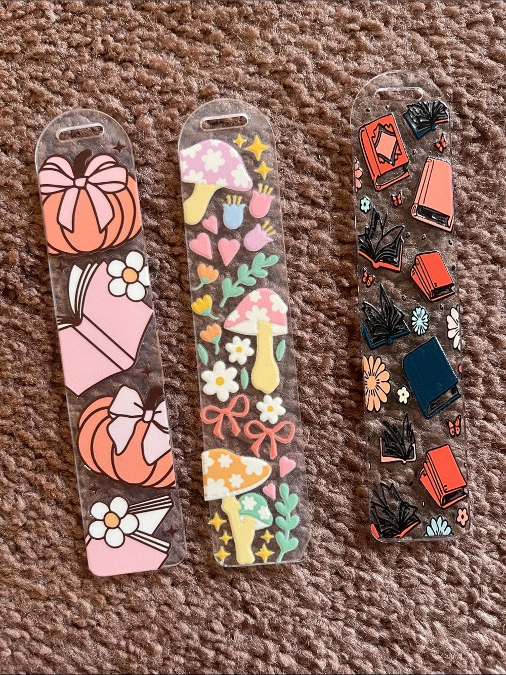 Pink Pumpkin & Book Themed Bookmark Set